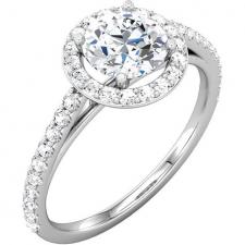 Moissanite and Diamond Halo Engagement Set